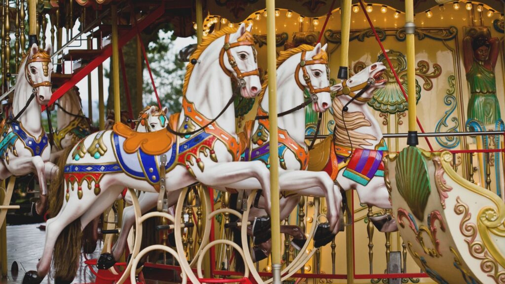 Horses on merry go round